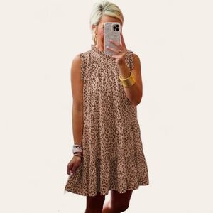 Leopard Ruffled Tiered Dress NEW WITH TAGS
